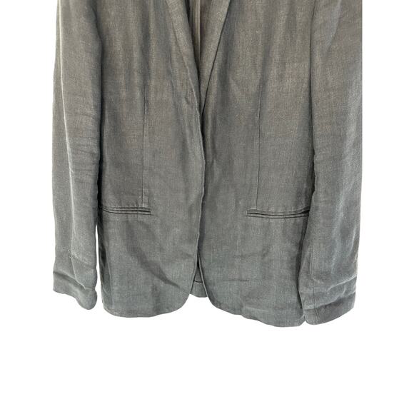 AYR Black Basic Lagenlook Coastal Granmda Relaxed The Rumpled Linen Blazer 6 - Picture 5 of 13